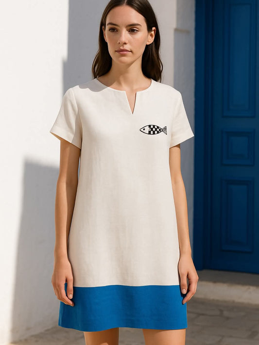 Short sleeve dress 100% linen